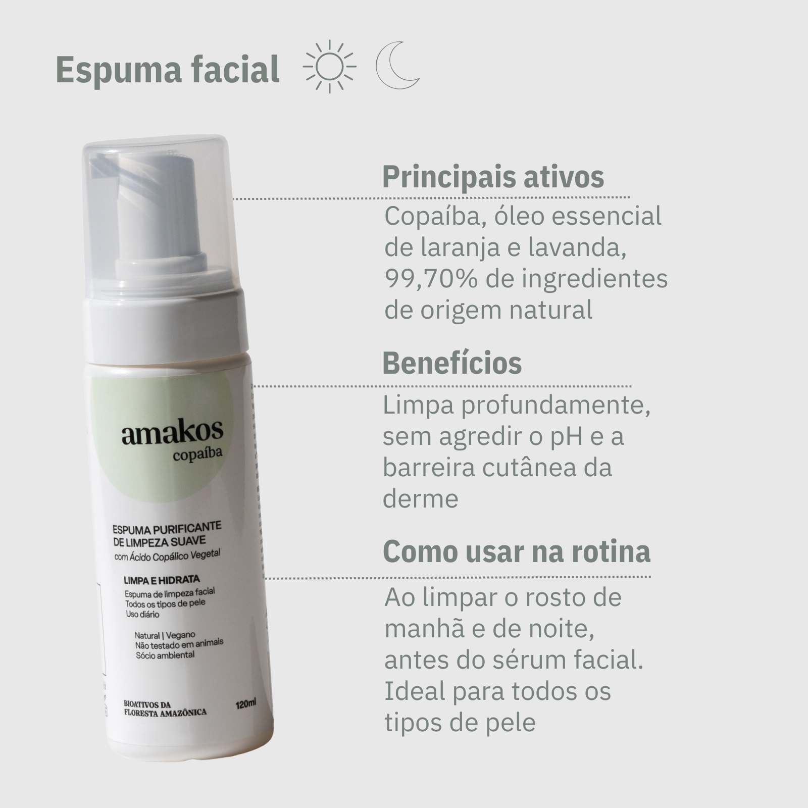 Espuma de limpeza facial copaíba - 120ml